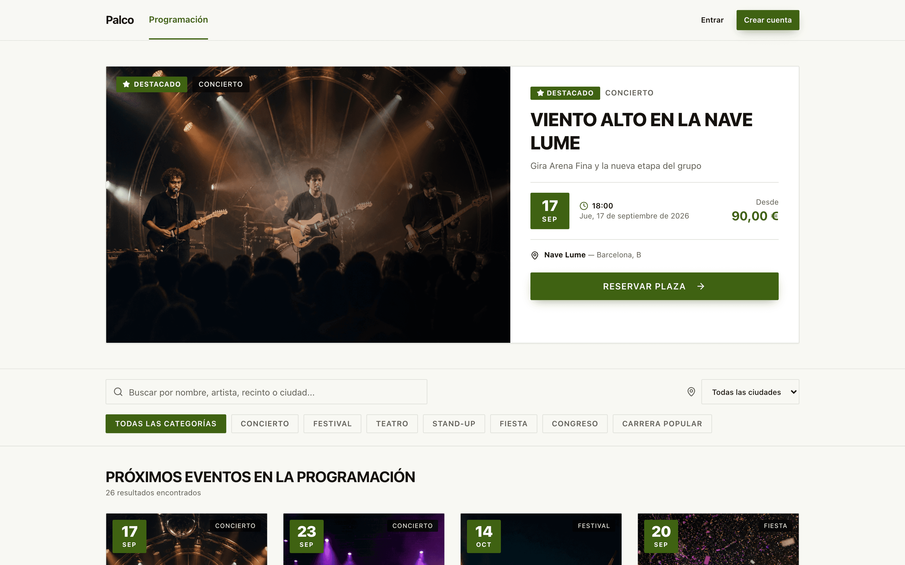 Palco — Venta de Entradas